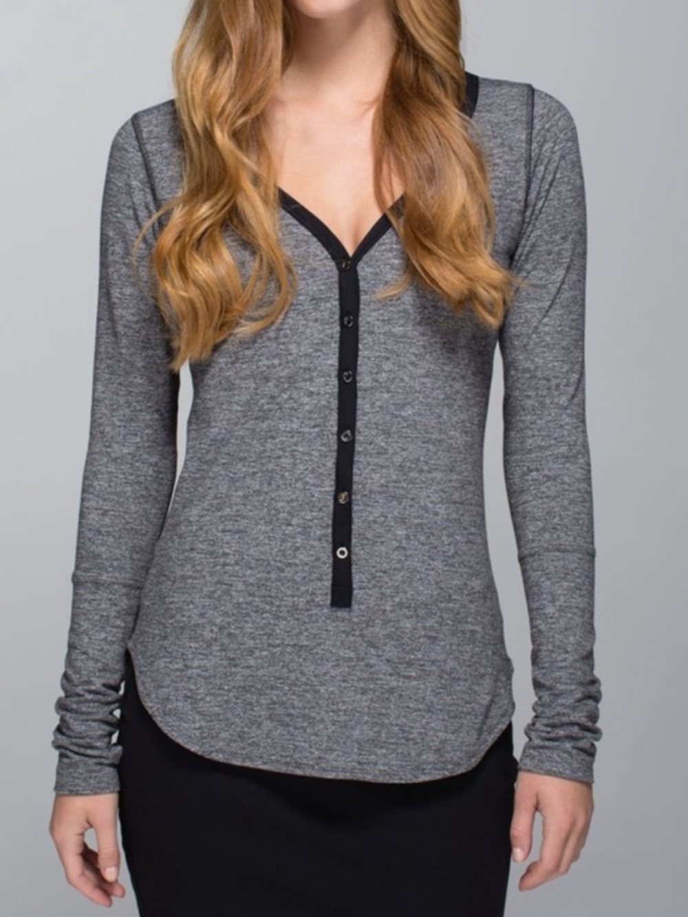 Lululemon Awesoma Henley Women's Long Sleeve Top - Gray